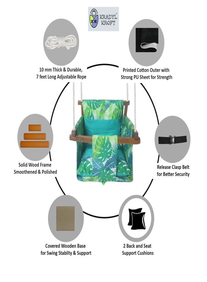 كراديل كروفت أرجوحة كراديل كروفت للأطفال | أرجوحة للأطفال | أرجوحة للرضع | أرجوحة معلقة للأطفال للاستخدام الداخلي والخارجي | أرجوحة حديقة للأطفال مع وسادتين (من 6 أشهر إلى 4 سنوات) (حتى 20 كجم) - فاونا - Image 4